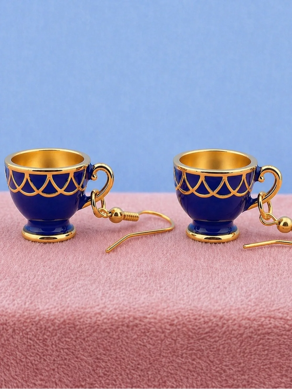 Mad Hatter Tea Party~ Alice Wonderland Disney Blue Teacup Porcelain China Dangle